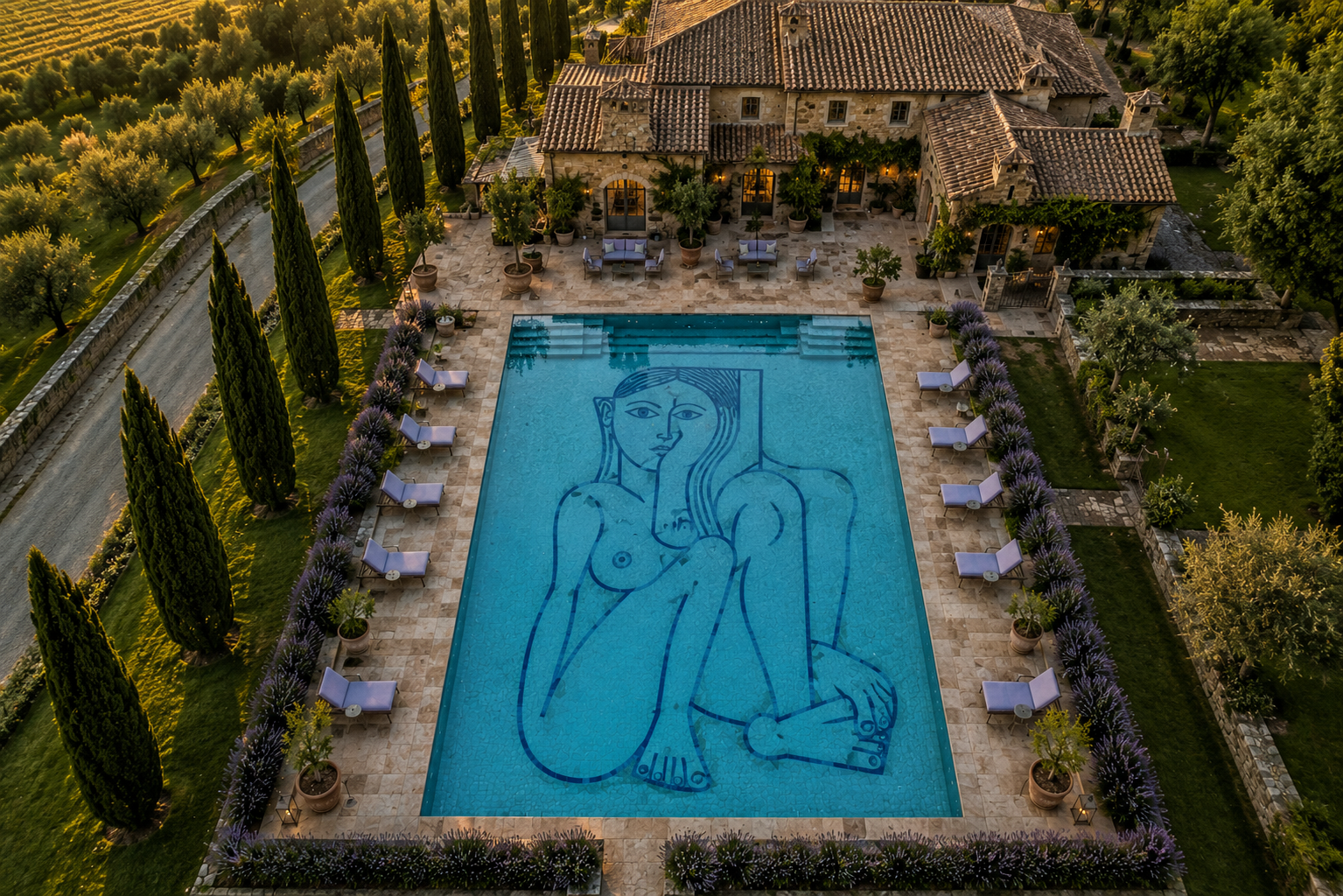 Villa Serena, Toscana 2024 — Arte figurativo piscina de lujo, Bassform