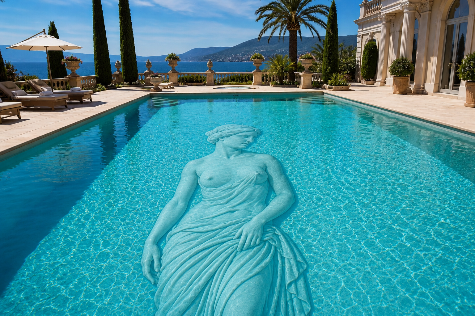Palais de Lumière, Côte d'Azur 2022 — Venus de Milo mármol piscina de lujo, Bassform