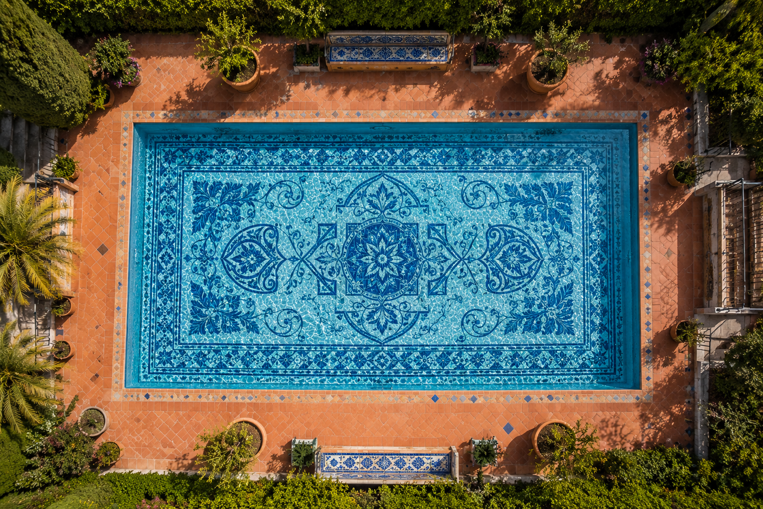 Composición sobre cerámica azul — piscina de lujo Bassform