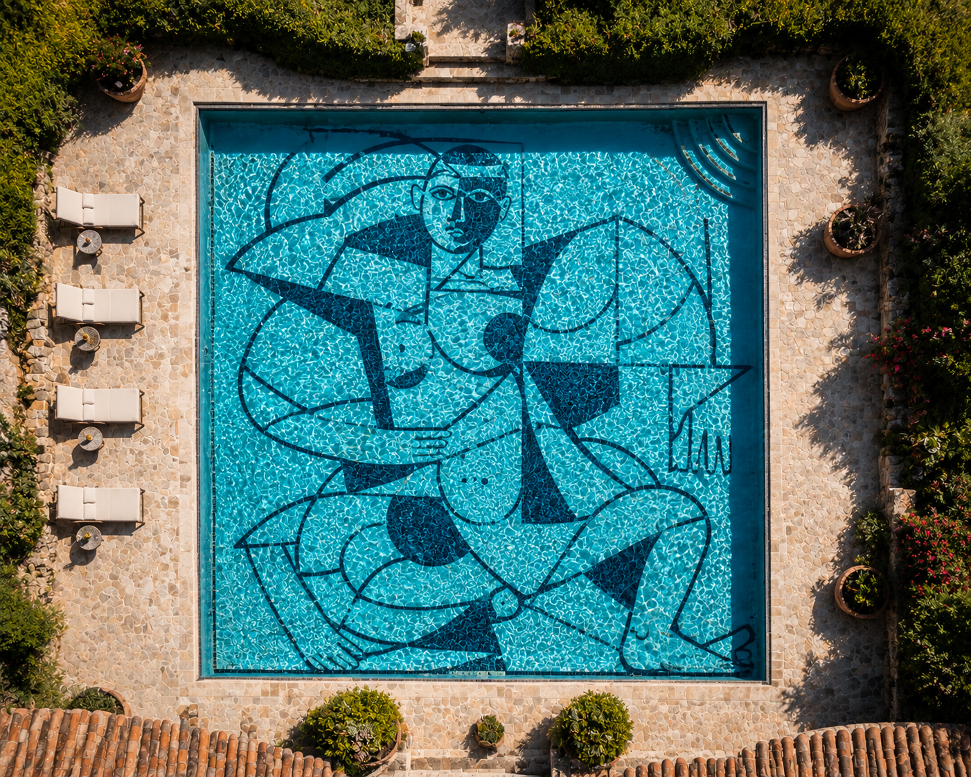 Arte figurativo en piscina — luz natural