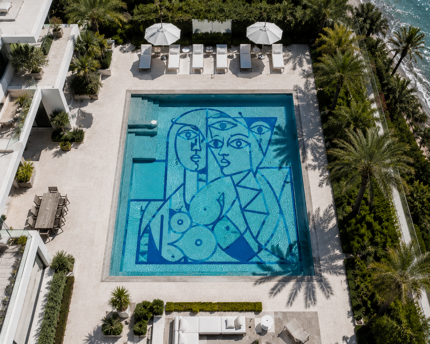 Obra nueva Marbella, Málaga — Arte figurativo piscina de lujo, Bassform