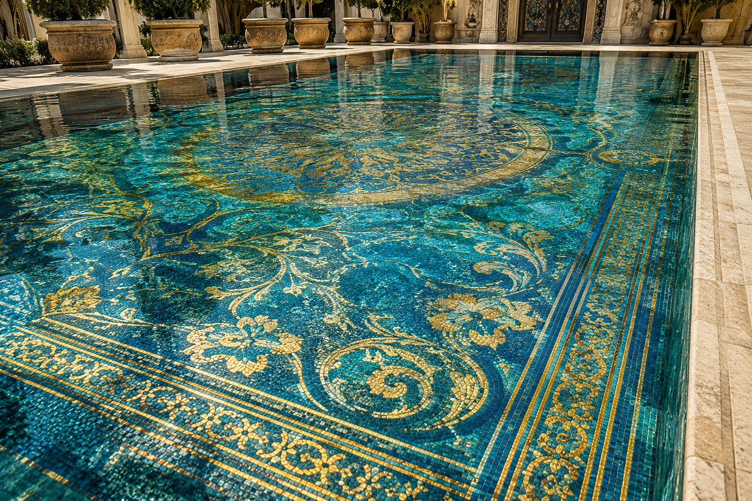 Mosaico artesanal mediterráneo para piscinas — Bassform